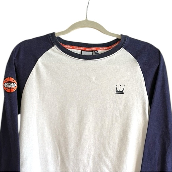 DADA SUPREME Basketball T-Shirt Raglan Long Sleeve Ring Neck Spell Out Medium - Picture 3 of 16